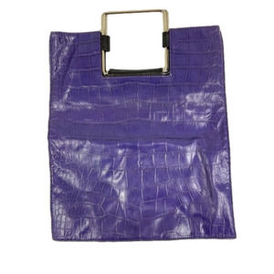 EXPRESS Purple Bag With Silver Square Handles